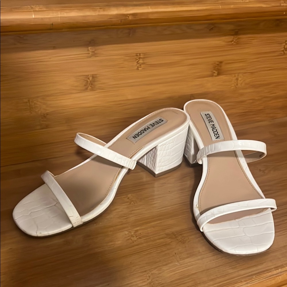 Steve Madden White Elegant Block Heel Heels